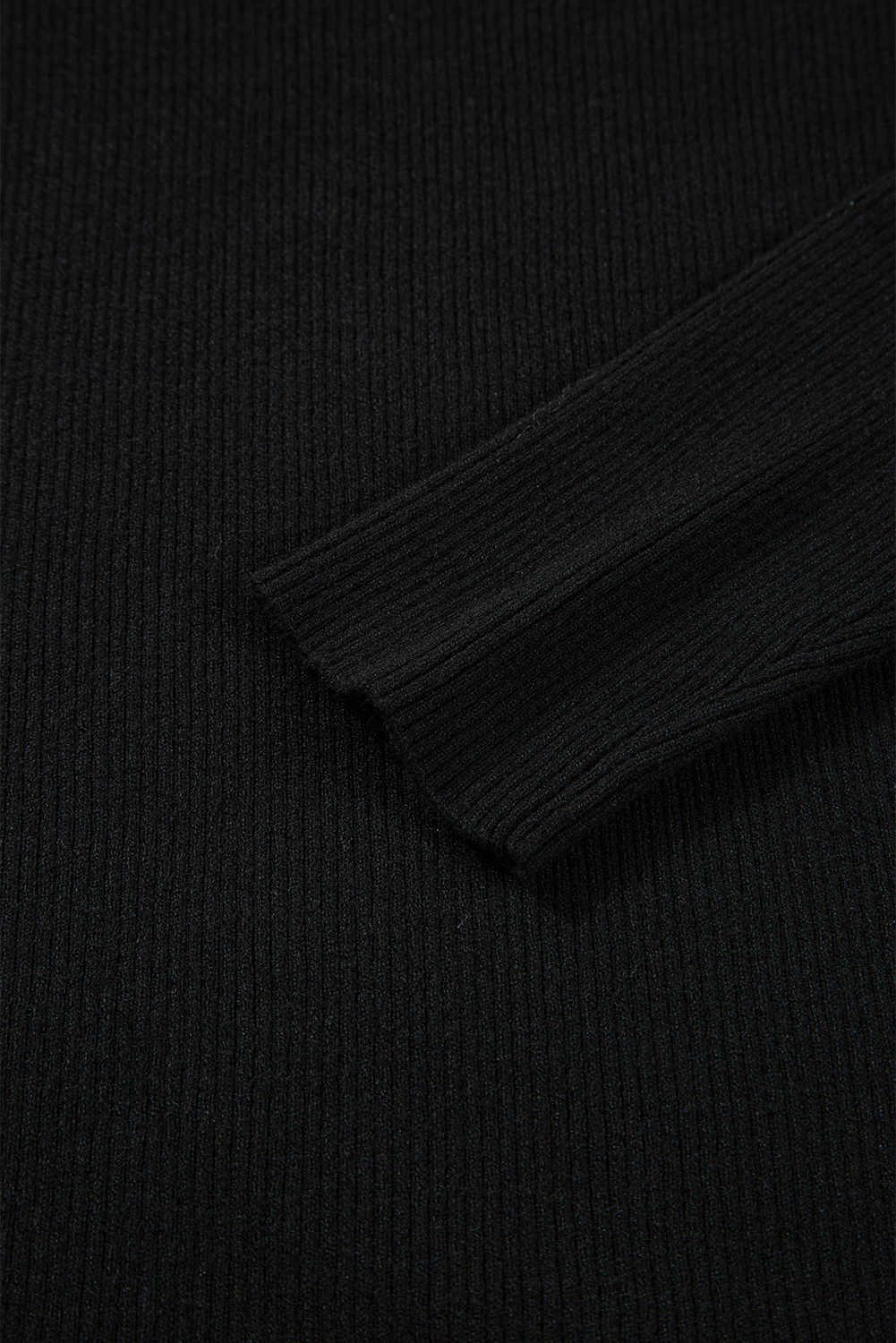 Black Ribbed Knit Cold Shoulder Sweater - loveforevers