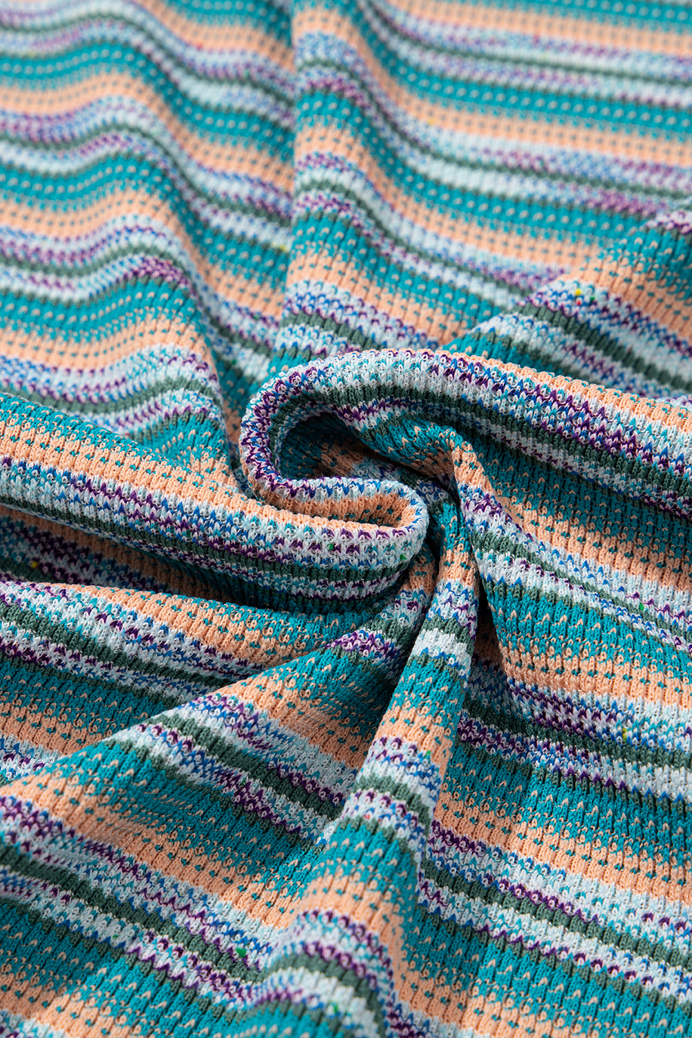 Multicolour Striped Wide Sleeve Loose T Shirt - loveforevers