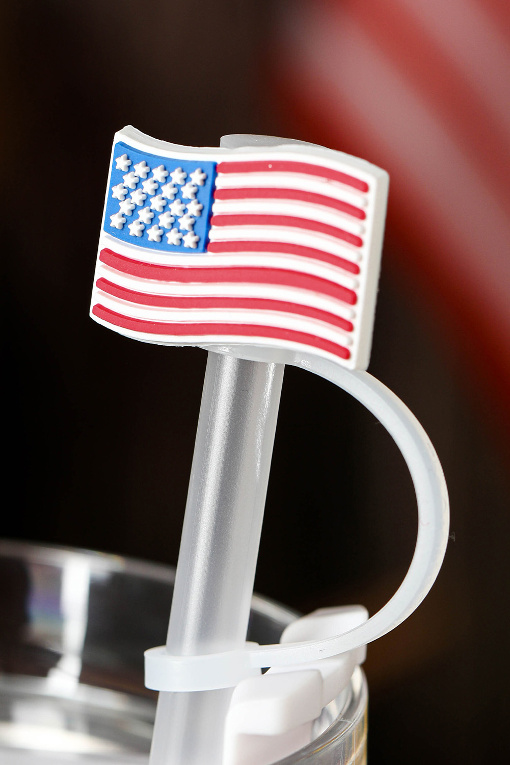 White American Flag Print PVC Soft Plastic Straw Lid - loveforevers