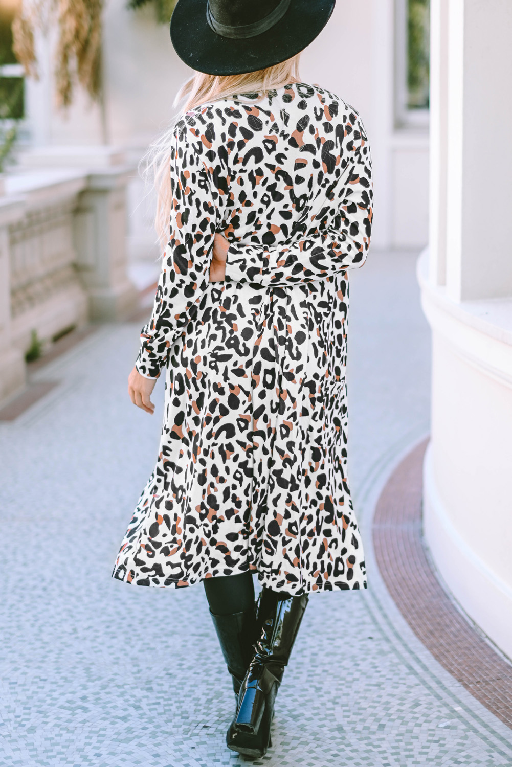 Leopard Pocketed Open Front Duster Cardigan - loveforevers