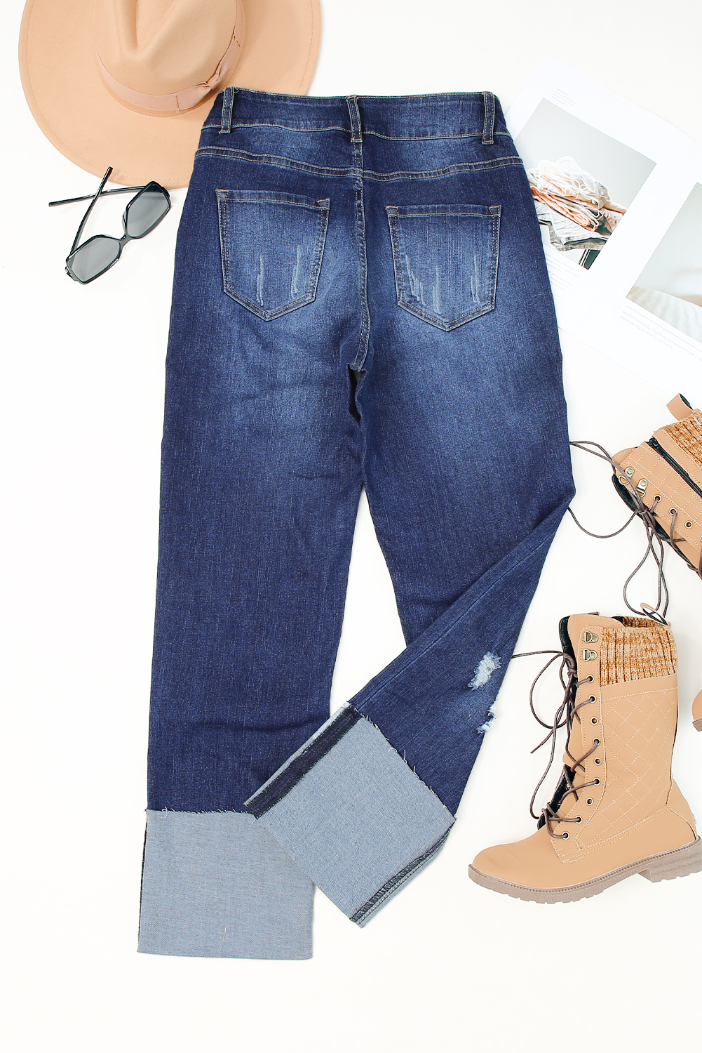 High Waist Distressed Straight Leg Jeans - loveforevers