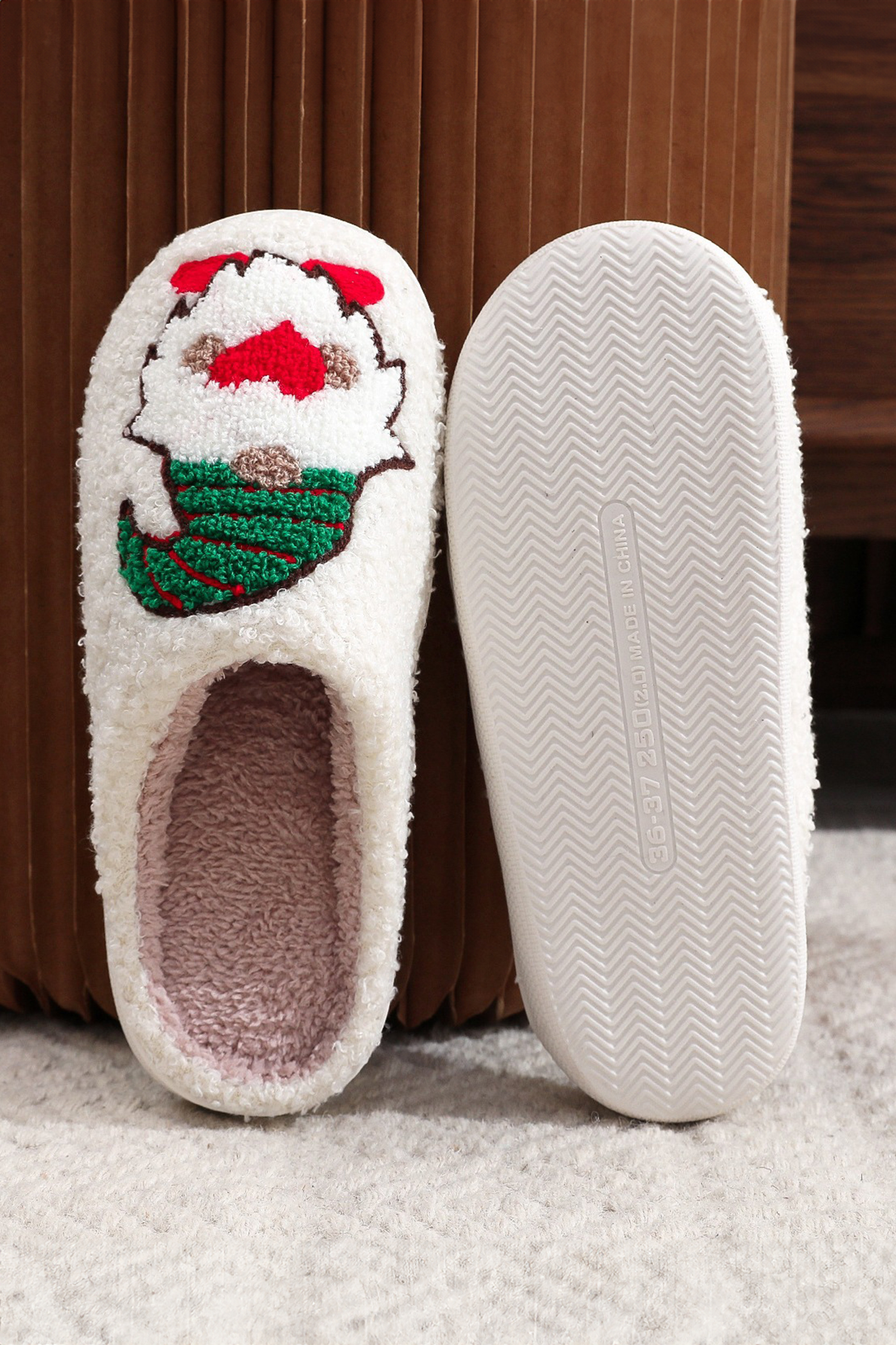 White Christmas Faceless Dwarf Shoes Plush House Slippers - loveforevers
