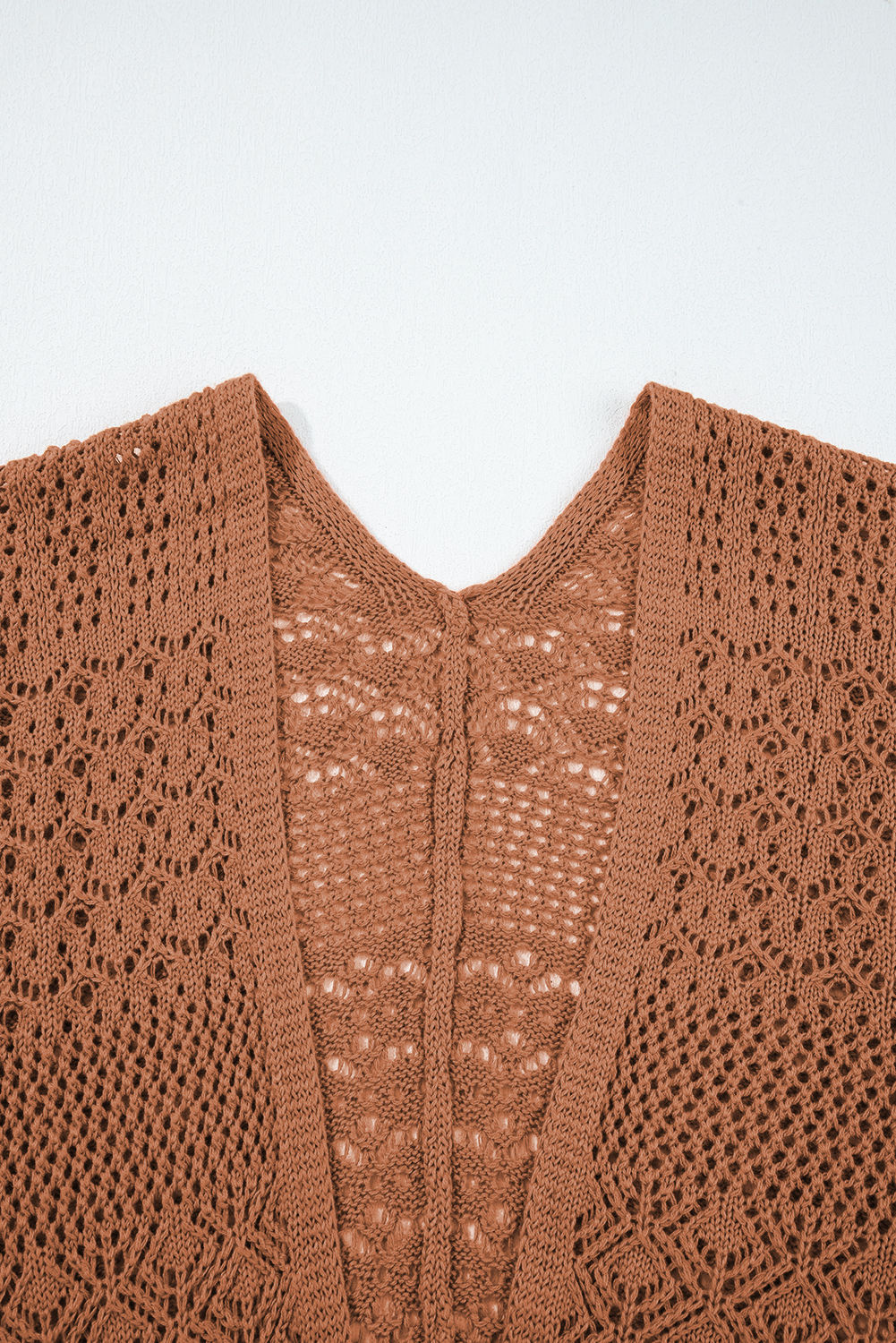 Redwood Burl Mixed Pattern Knitted Open Front Plus Cardigan - loveforevers