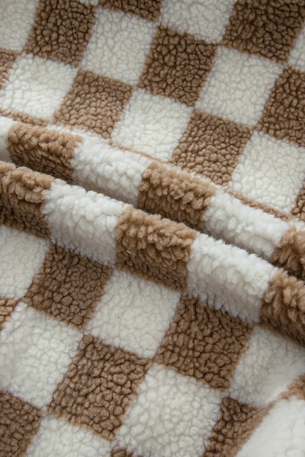 Khaki Checkered Sherpa Collared Jacket Vest - loveforevers