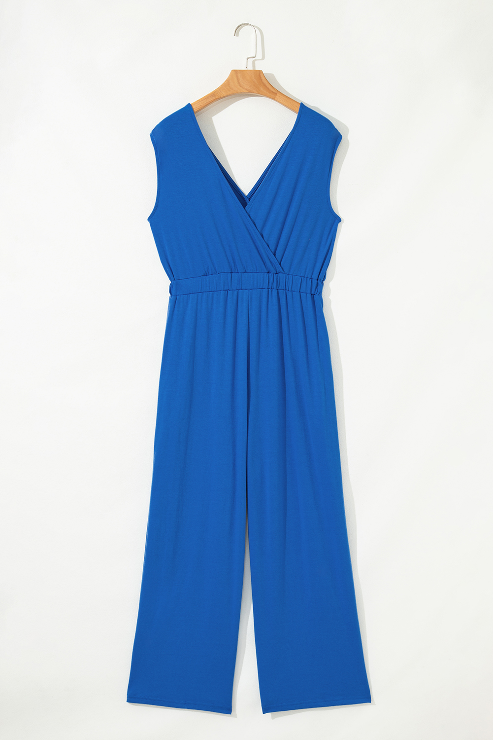 Black Deep V Pleated Crisscross Wide Leg Backless Jumpsuit - loveforevers