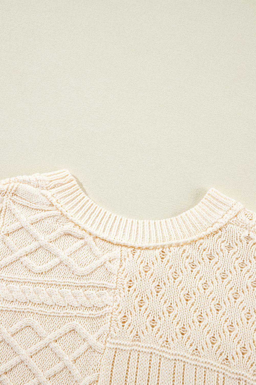 Beige Cable Knit Dolman Armholes Sweater Tank - loveforevers