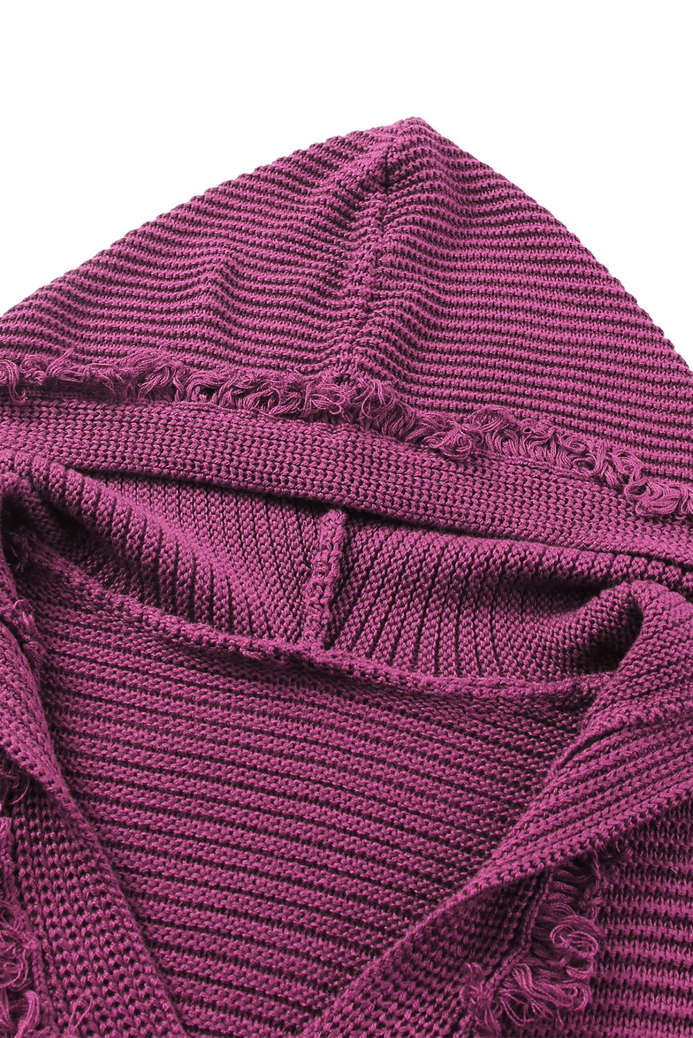 V Neck Ribbed Drop Shoulder Hooded Sweater - loveforevers