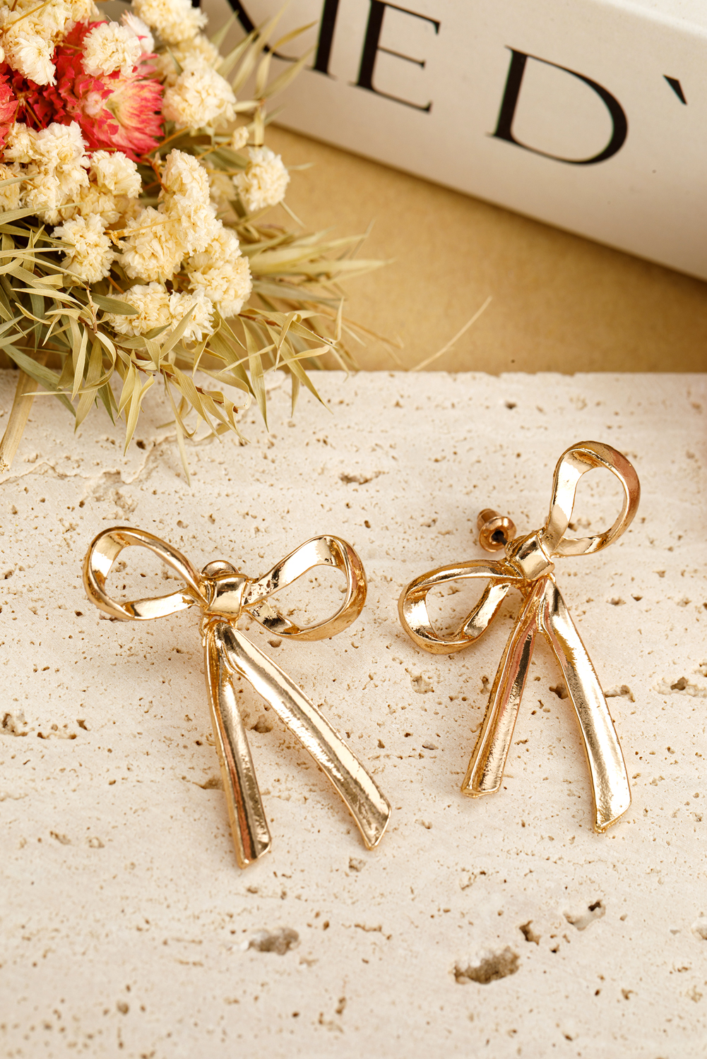 Gold Bow Knot Plated Alloy Stud Earrings - loveforevers