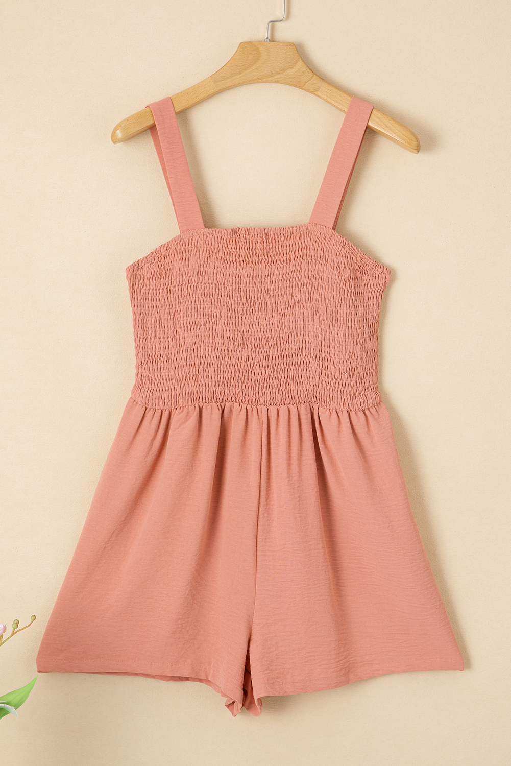 Burgundy Casual Pocketed Smocked Sleeveless Romper - loveforevers