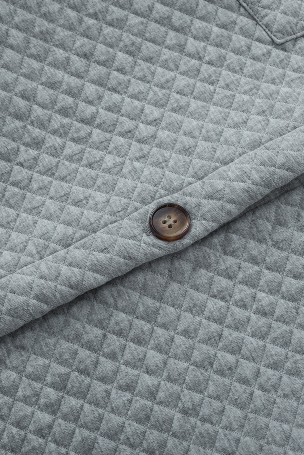 Gray Retro Quilted Flap Pocket Button Shacket - loveforevers