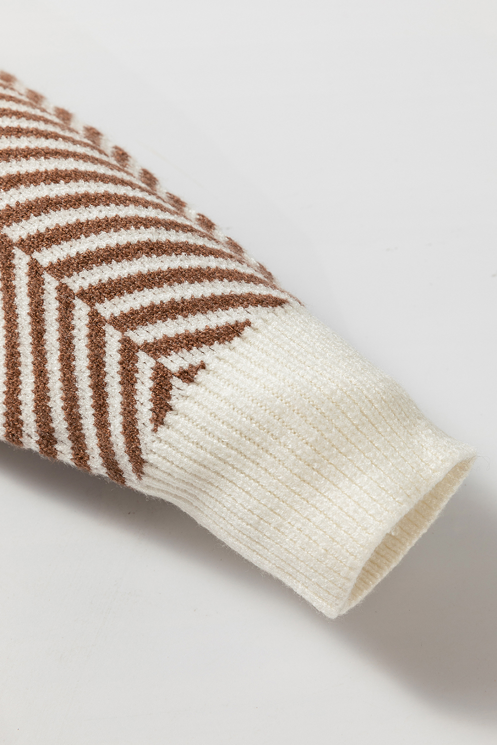 Coffee Contrast Edge Crew Neck Drop Shoulder Sweater - loveforevers