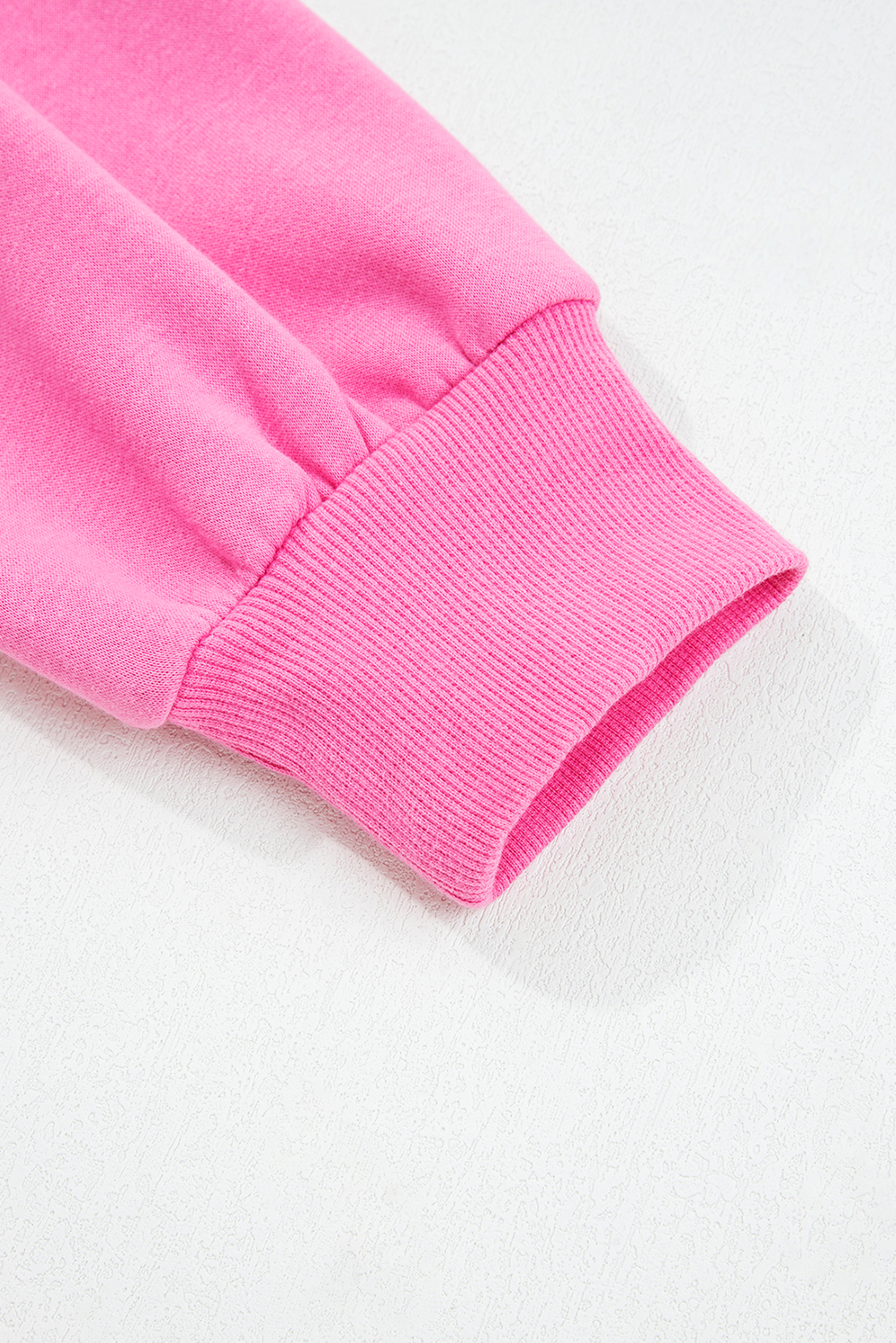 Bright Pink Half Button Stand Neck Drop Shoulder Sweatshirt - loveforevers