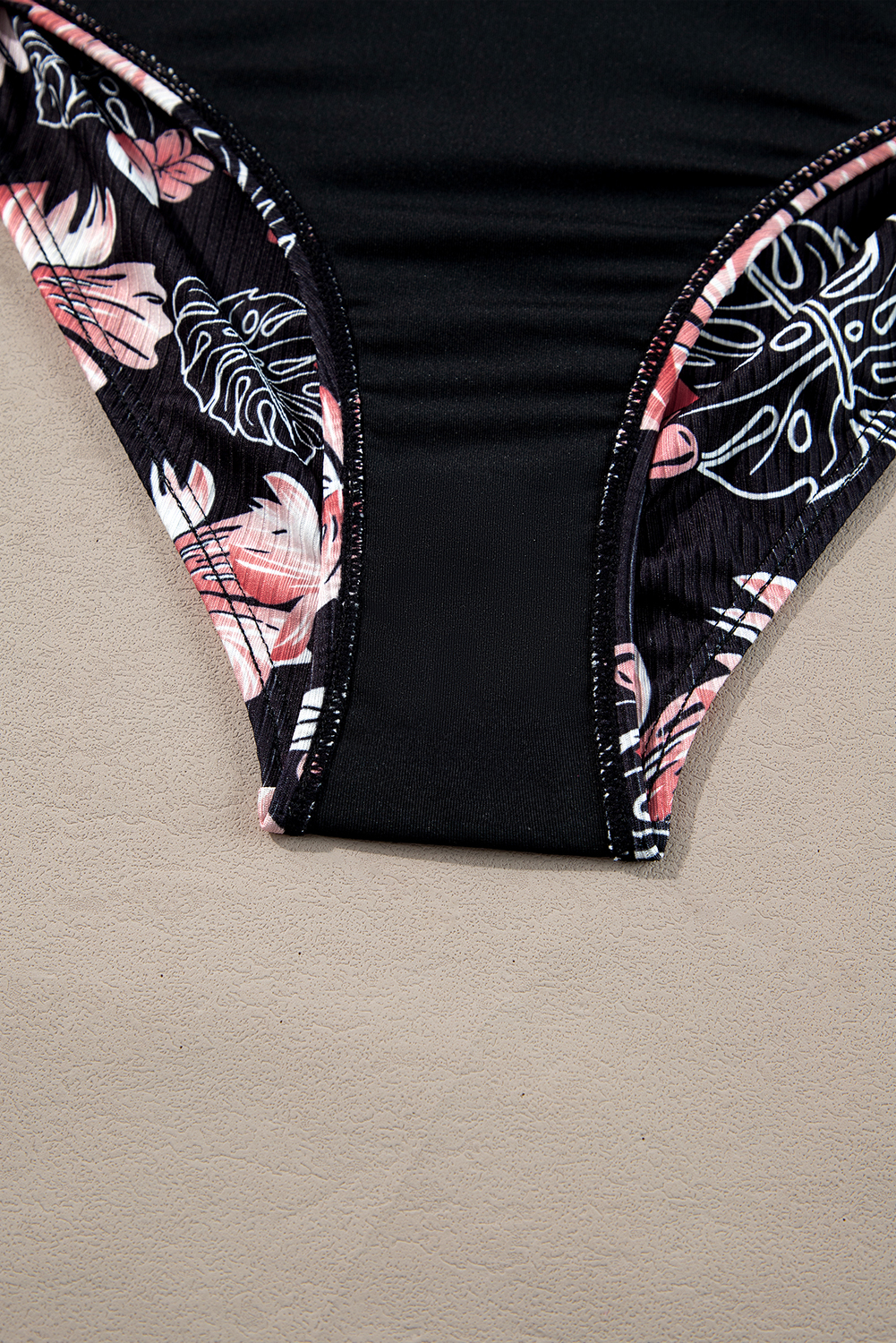 Black Ribbed Knit High Waist 2pcs Bikini Swimsuit - loveforevers