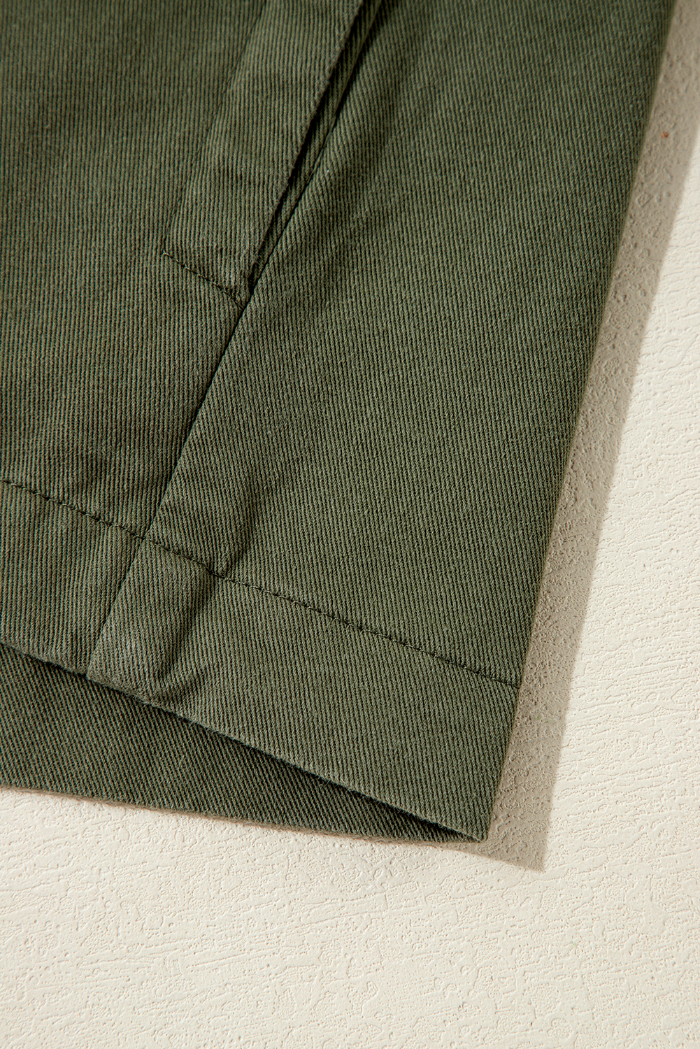 Moss Green Snap Button Zipper Tight Waist Collared Jacket - loveforevers