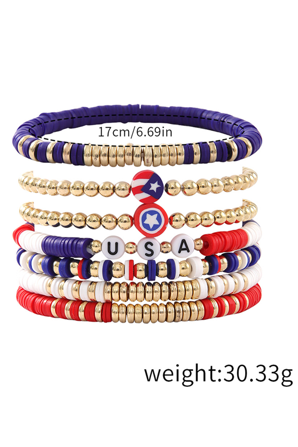 Gold USA Multi Beading Layered Bracelet - loveforevers