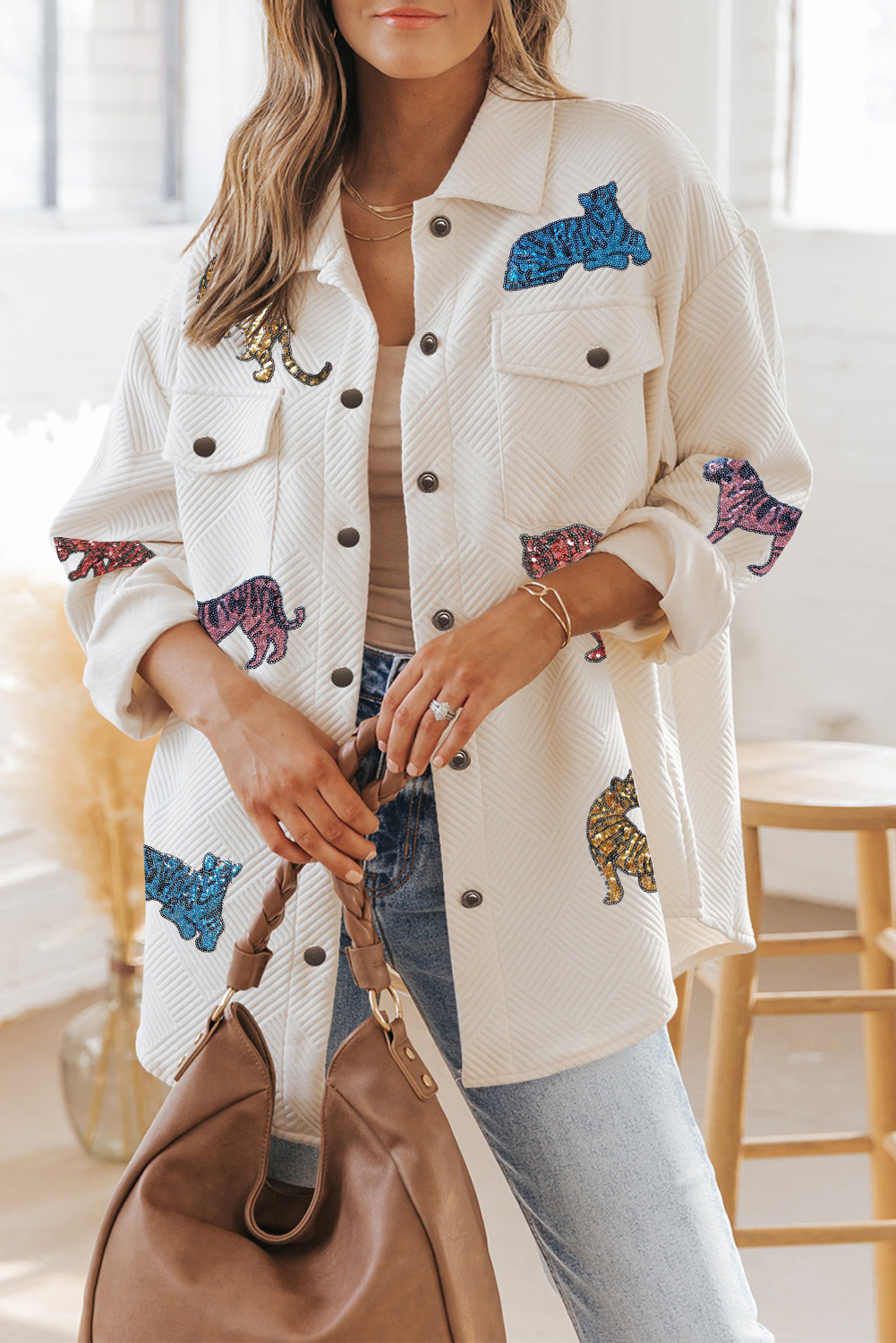 Black Solid Textured Flap Pocket Buttoned Shacket - loveforevers