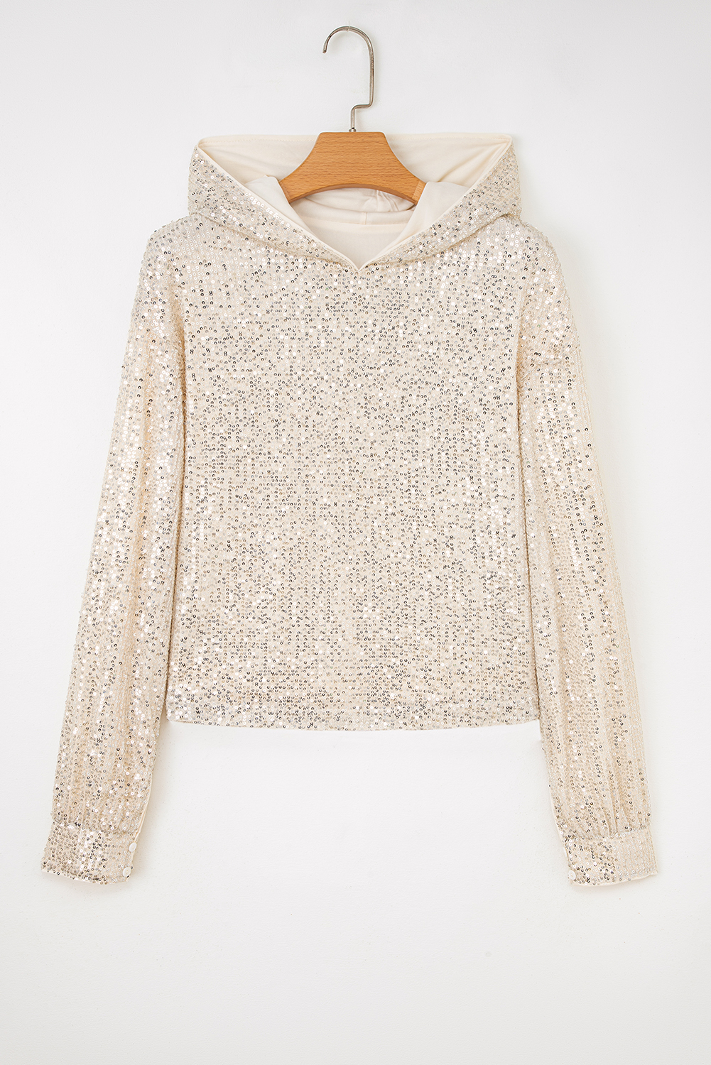 Jet Stream Sequin Hooded Long Sleeve Top - loveforevers