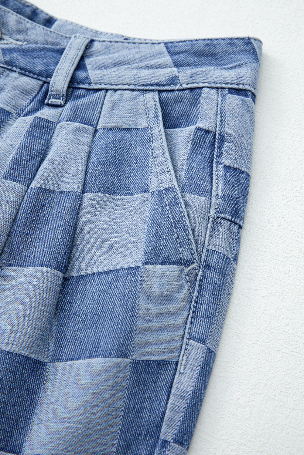 Dark Grey Checkered Denim Wide Leg Jeans - loveforevers