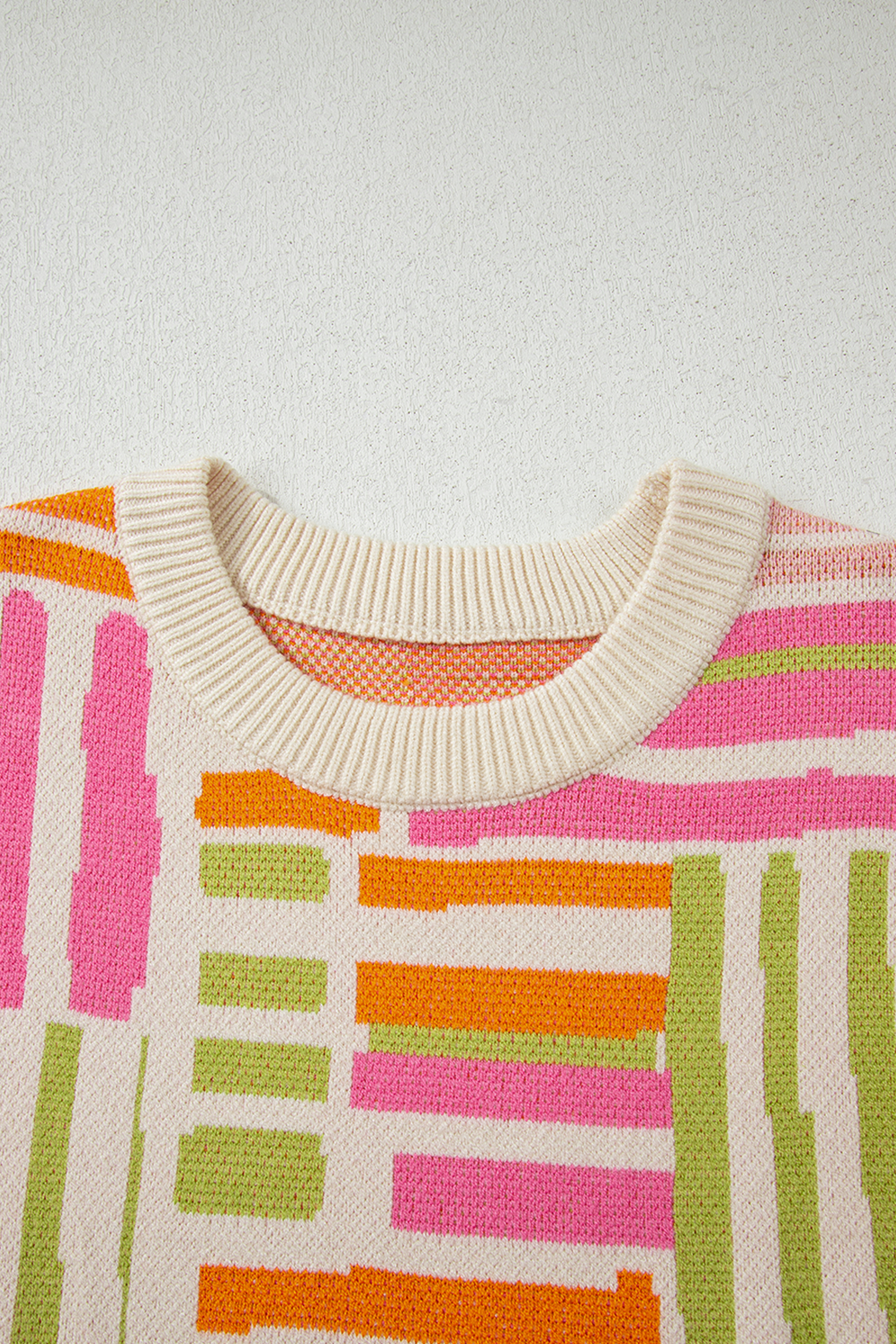Rose Love Lines Pattern Crew Neck Puff Sleeve Sweater - loveforevers