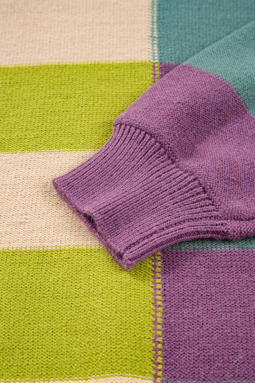 Green Stripe Drop Shoulder Ribbed Edge Casual Sweater - loveforevers