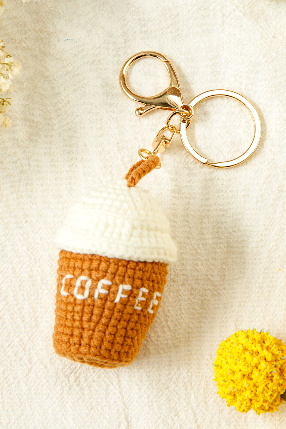 Thai Curry Crochet Coffee Pendent Keychain - loveforevers