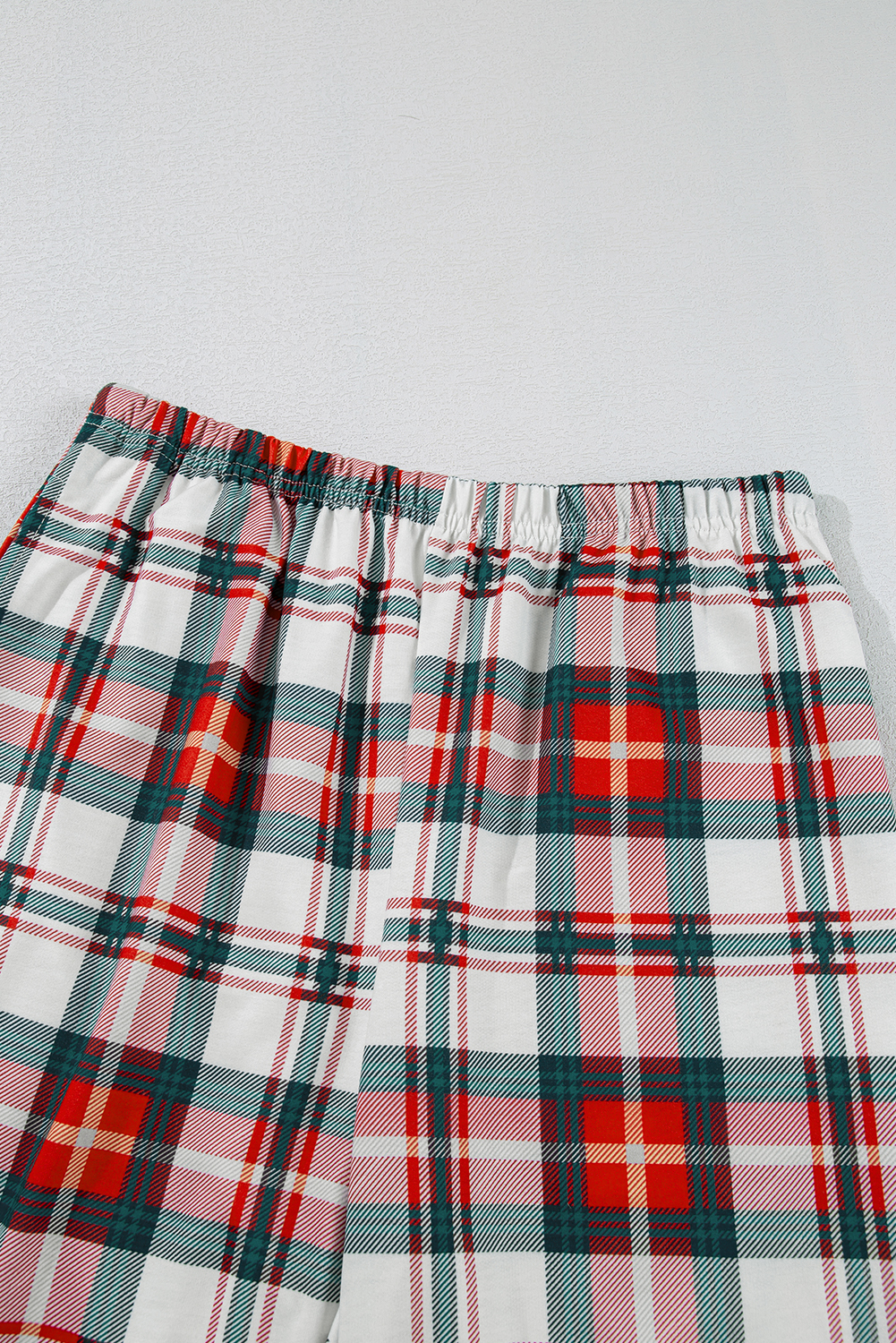 Red Christmas Plaid Print Two Piece Long Sleeve Pajamas Set - loveforevers