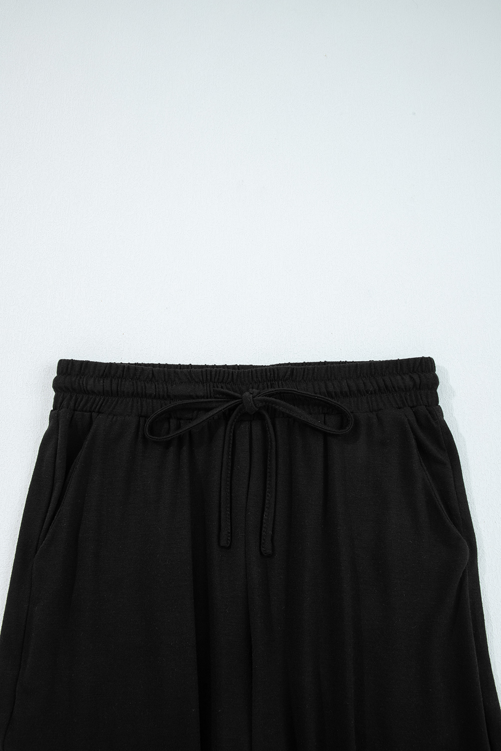 Black Ruffled Wide Leg Pull On High Waist Pants with Pockets - loveforevers