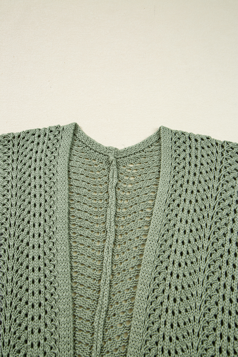 Green Bay Scalloped Edge Eyelet Knit Batwing Sleeve Cardigan - loveforevers
