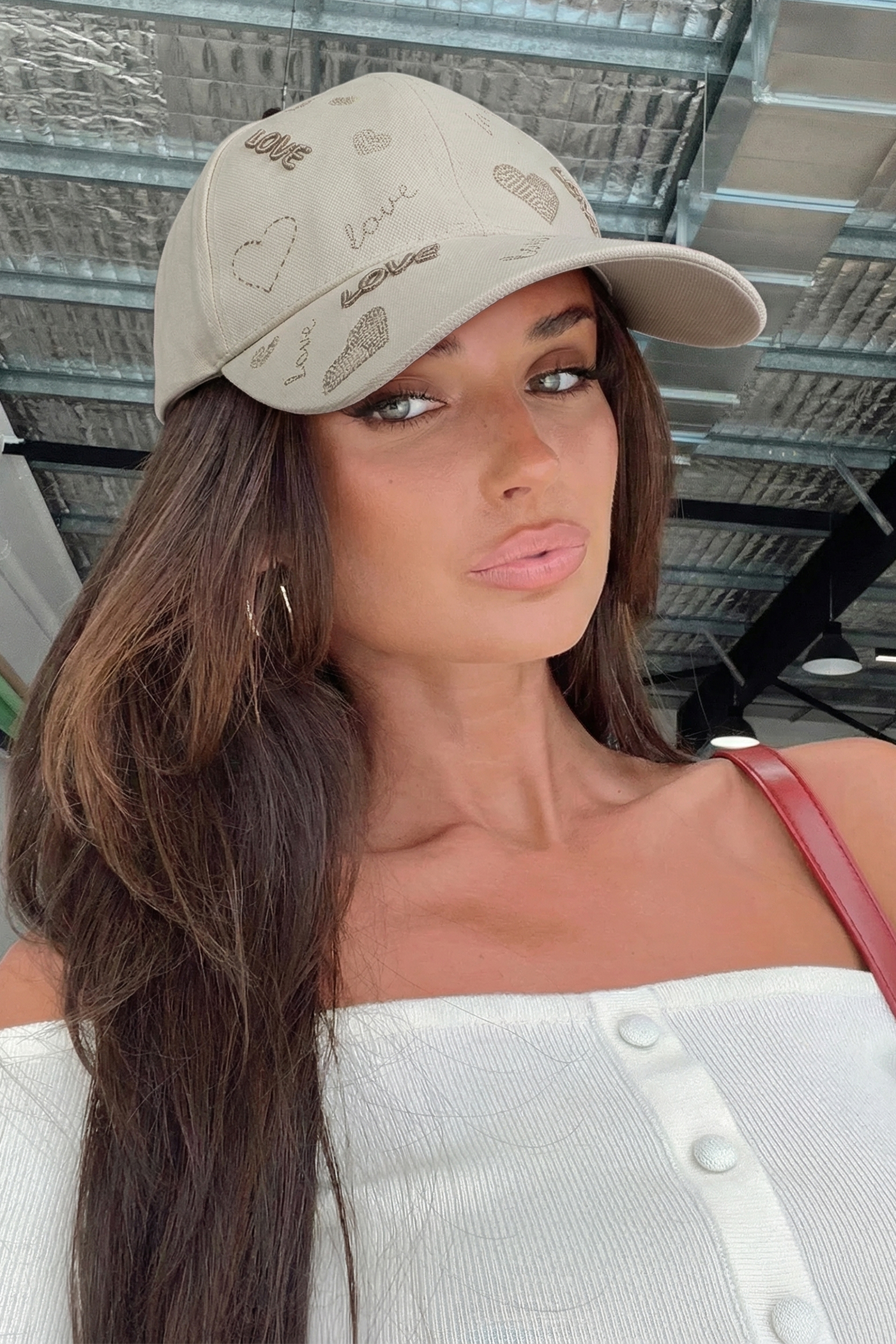 Parchment Cool Girl LOVE Heart Embroidered Baseball Cap - loveforevers