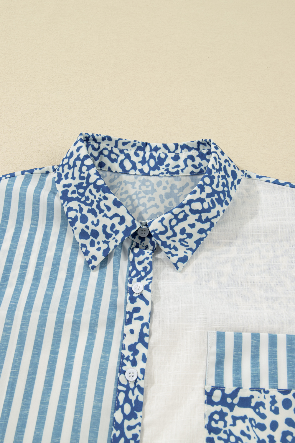 Sky Blue Leopard Striped Western Casual Shirt - loveforevers