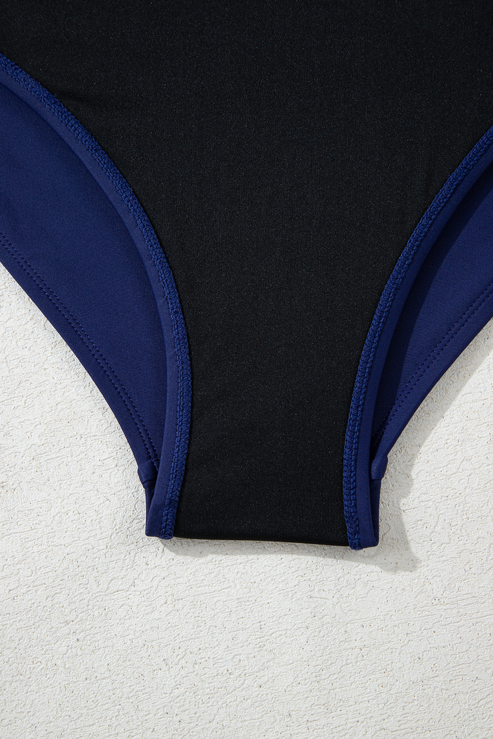 Navy Blue Abstract Print Frilled Trim Spaghetti Straps Tankini Set - loveforevers