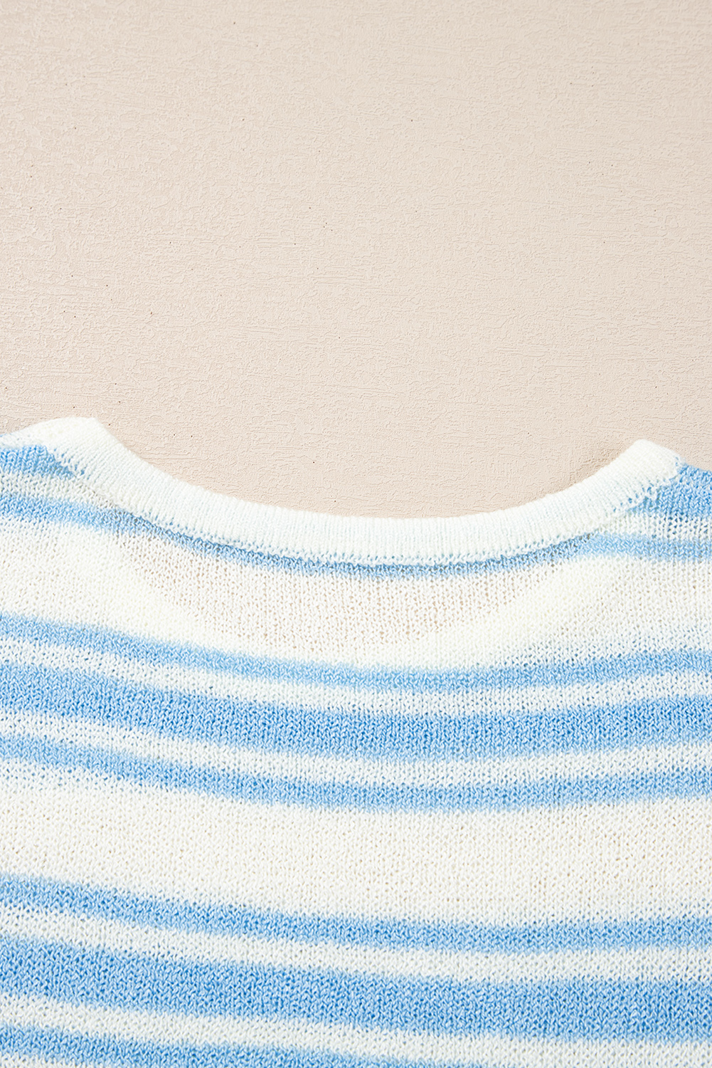 Sky Blue Stripe Boxy Fit Wide Sleeve Sweater T Shirt - loveforevers