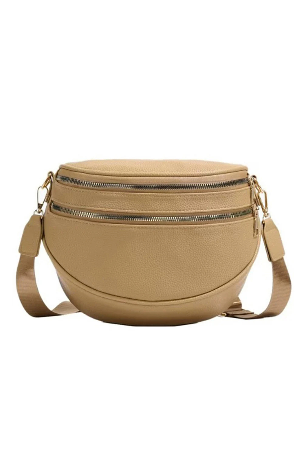 Cinnamon Double Zip Faux Leather Crossbody Bag - loveforevers