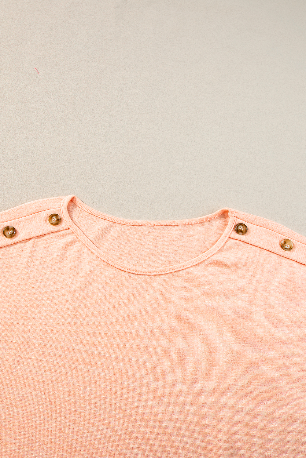 Apricot Pink Button Detail Batwing Sleeve Casual Tee - loveforevers