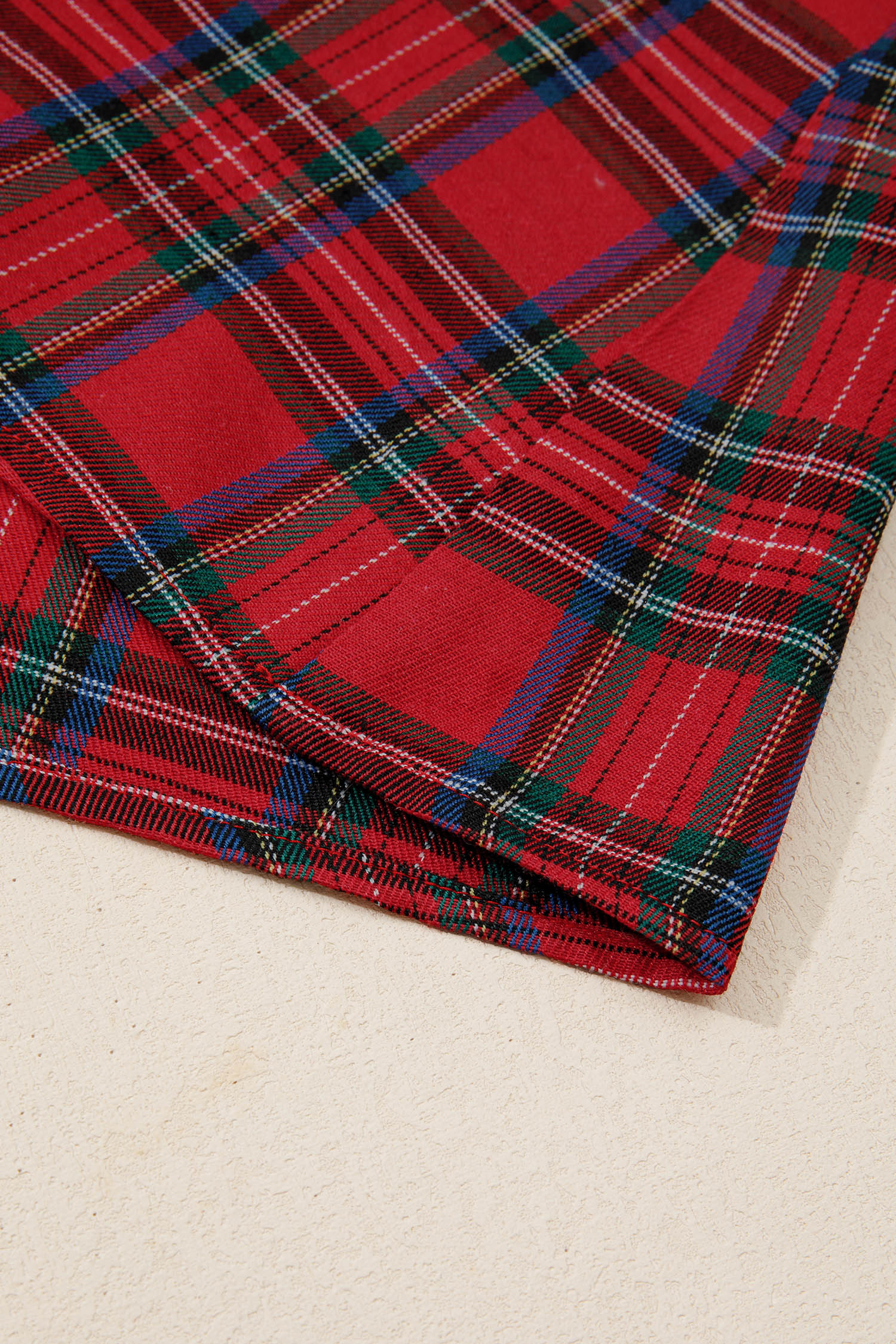 Red Tartan Plaid Square Neck Puff Sleeve Knot Waist Flared Midi Dress - loveforevers