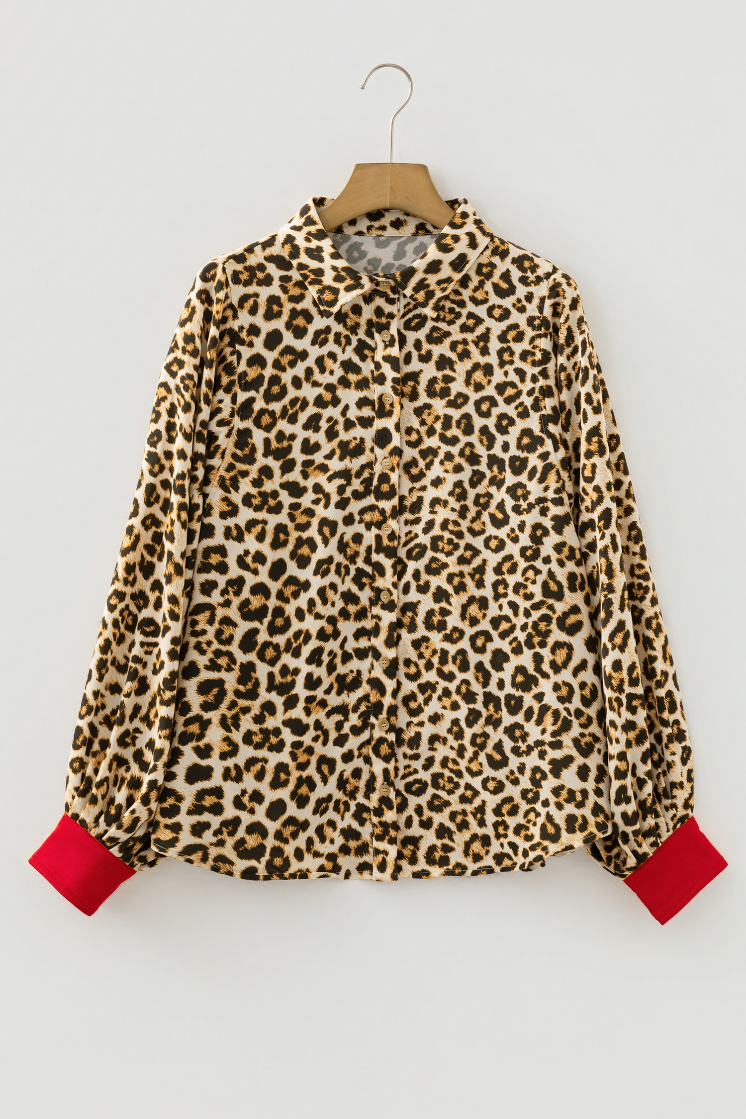 Khaki Contrast Edge Leopard Shirt - loveforevers
