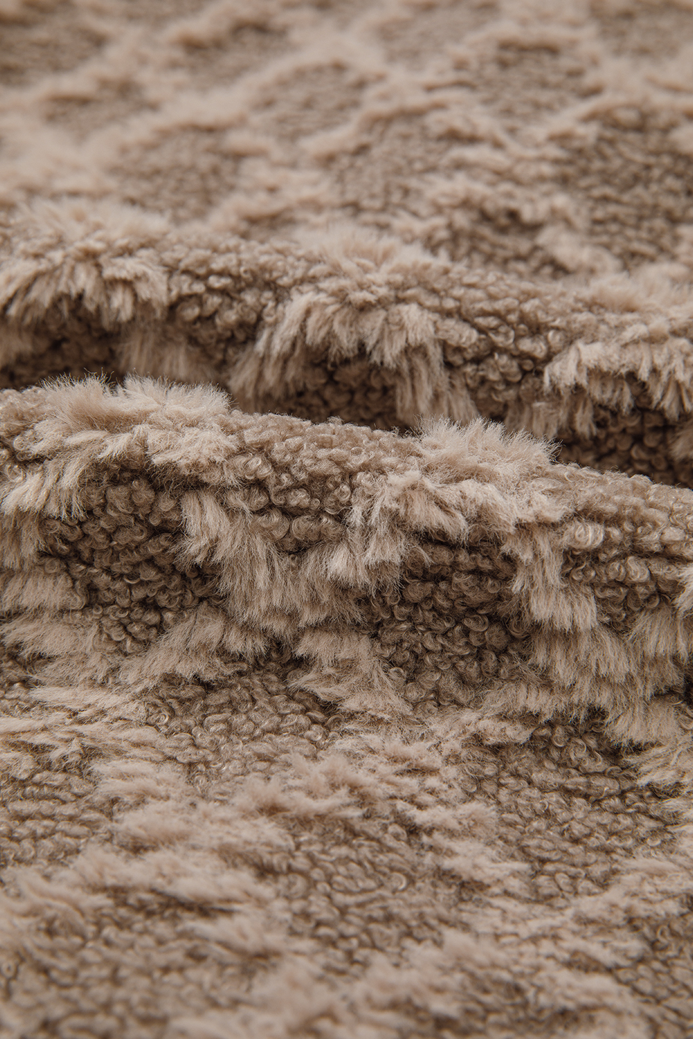 Chestnut Sherpa Rhombus Zip Up Side Pocket Hooded Jacket - loveforevers