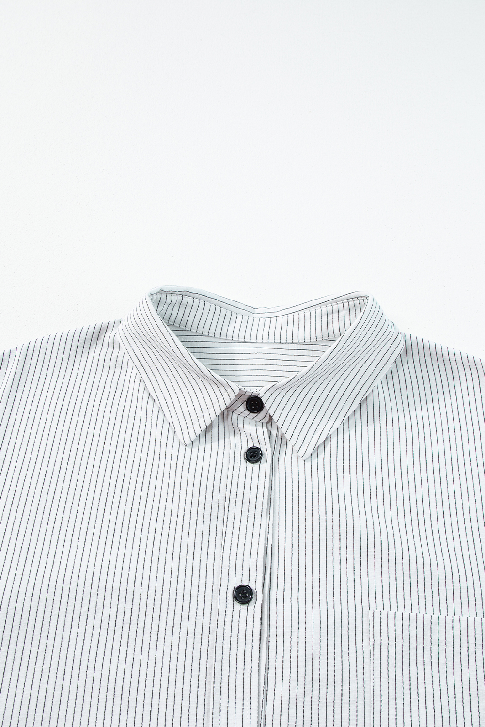 DEAR-LOVER Stripe Roll-tab Sleeve Pocketed Long Shirt - loveforevers