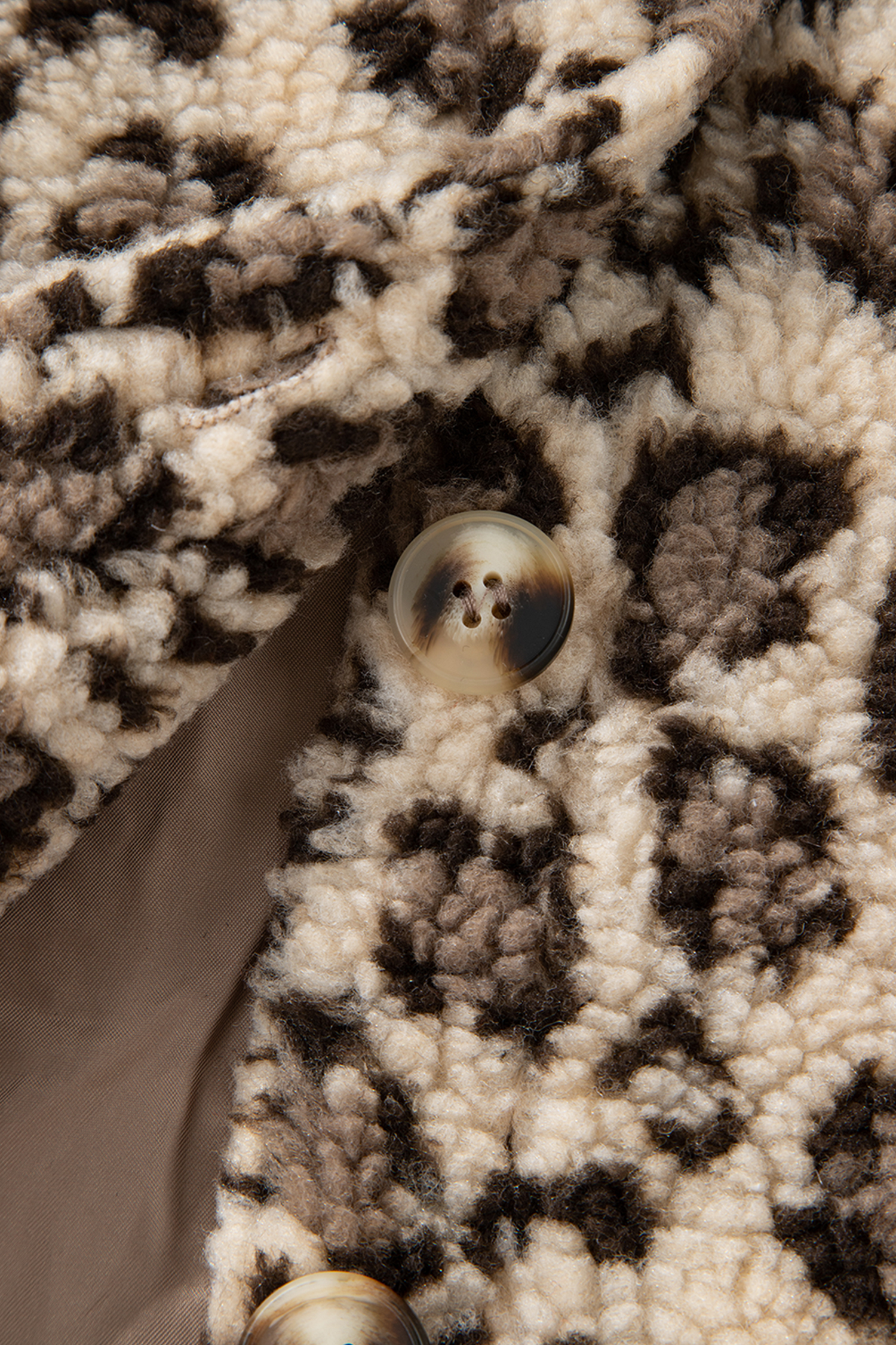 Brown Sherpa Leopard Print Flap Pocket Collared Button Up Jacket - loveforevers