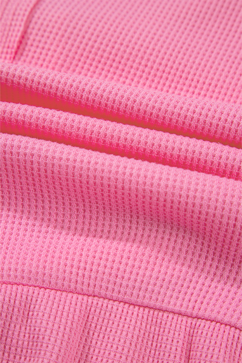 Bright Pink Waffle Textured Button Round Neck A-line Tiered Sleeveless Dress - loveforevers