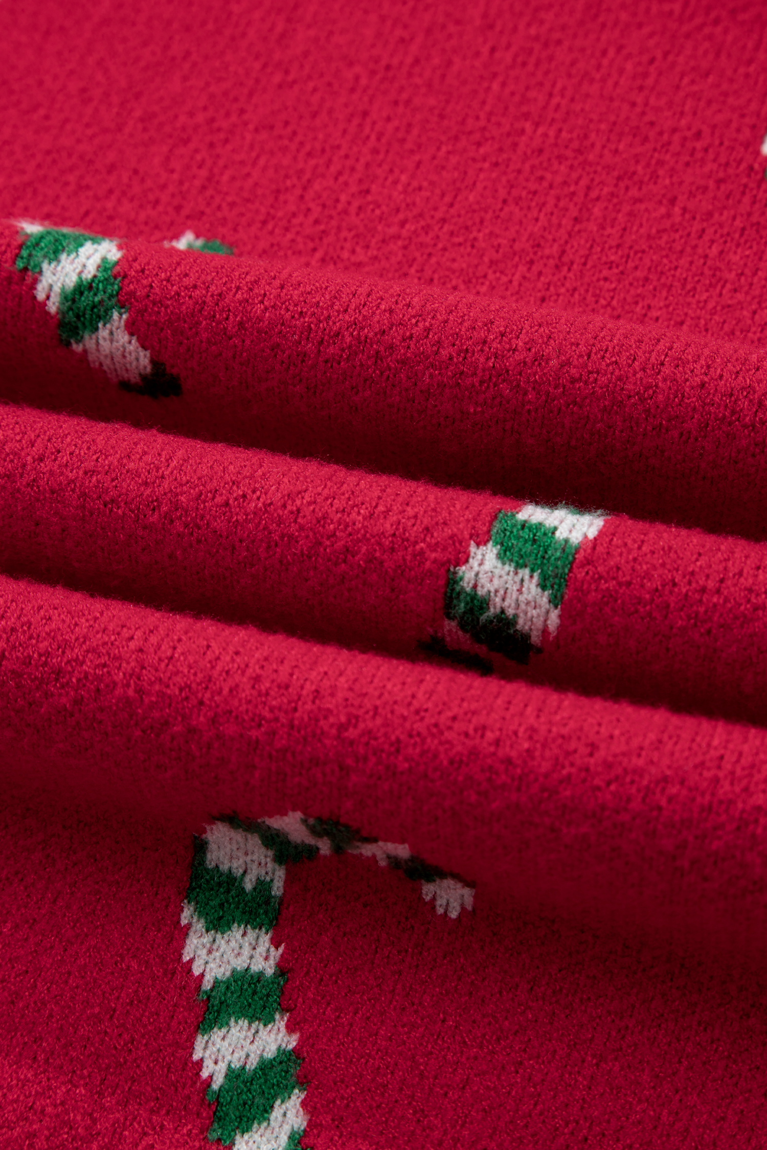 Dark Green Christmas Candy Cane Holiday Drop Shoulder Sweater - loveforevers