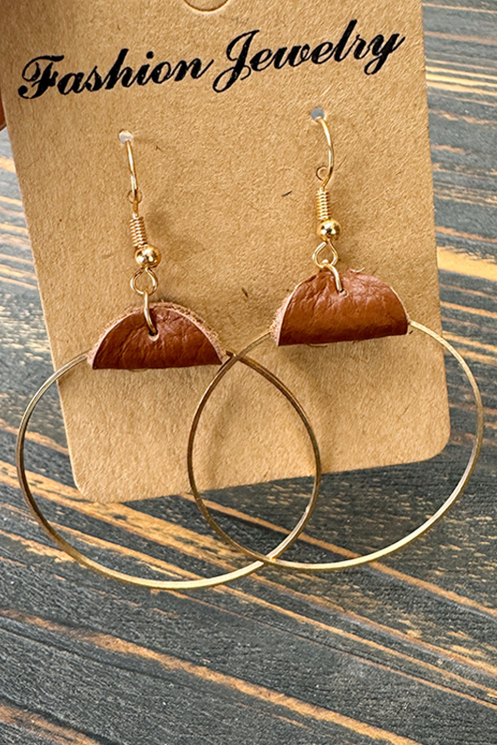 Chestnut PU Leather Hoop Earrings - loveforevers