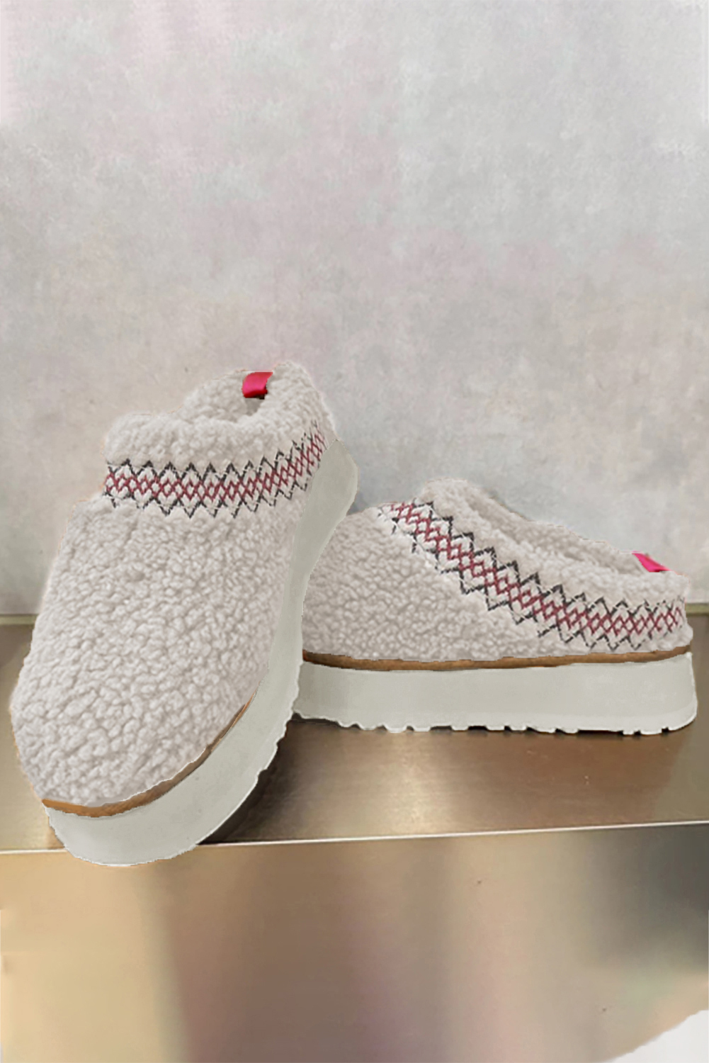 Oatmeal Embroidered Sherpa Plush Thick Sole Snow Boots - loveforevers