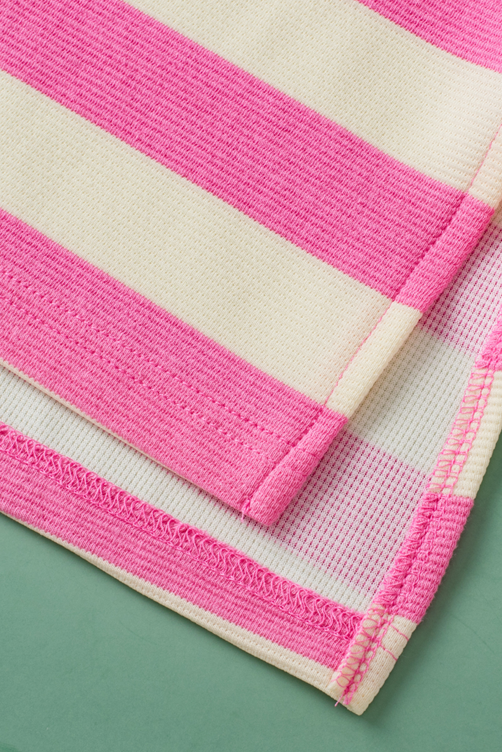 Pink Stripe V Neck Collared Cap Sleeve Top - loveforevers