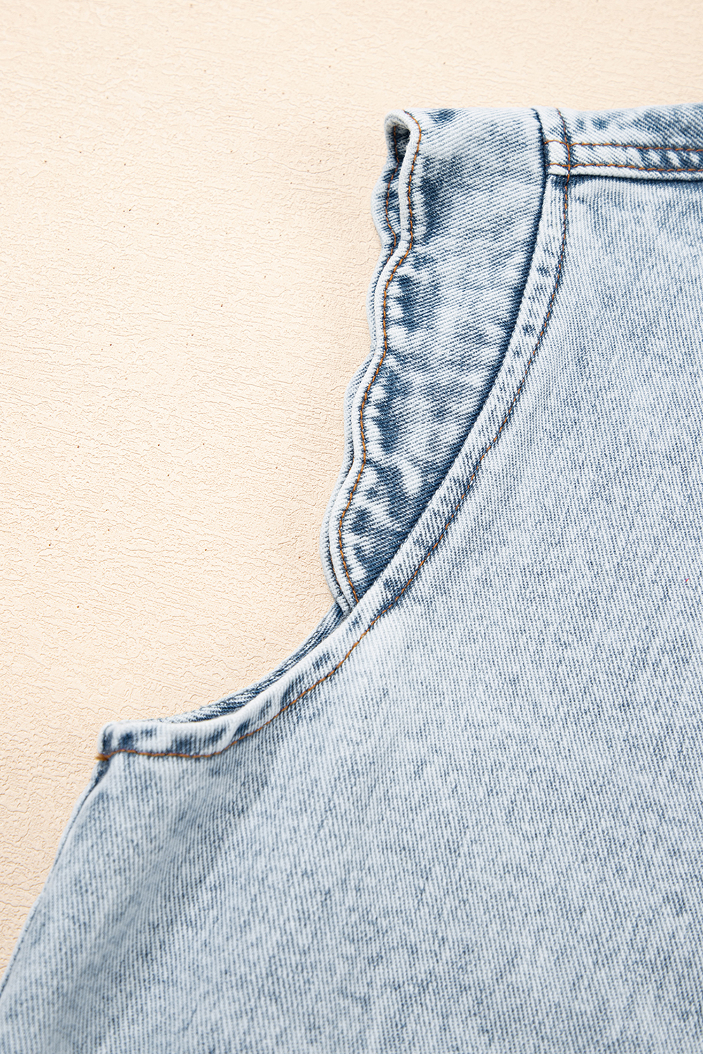 Beau Blue Scalloped Trim Patch Pocket Button Front Denim Vest - loveforevers