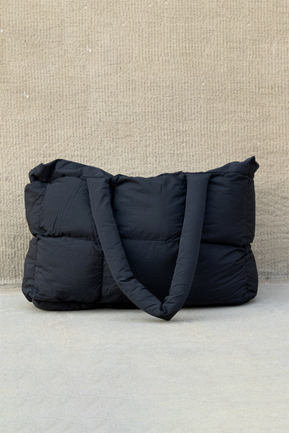 White Solid Quilted Puffy Zipped Large Tote Bag - loveforevers