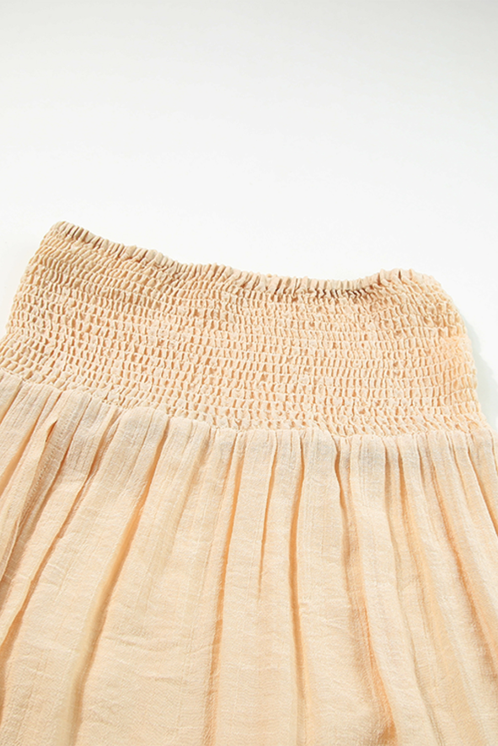 Beige Shirred High Waist Split Long Beach Skirt - loveforevers