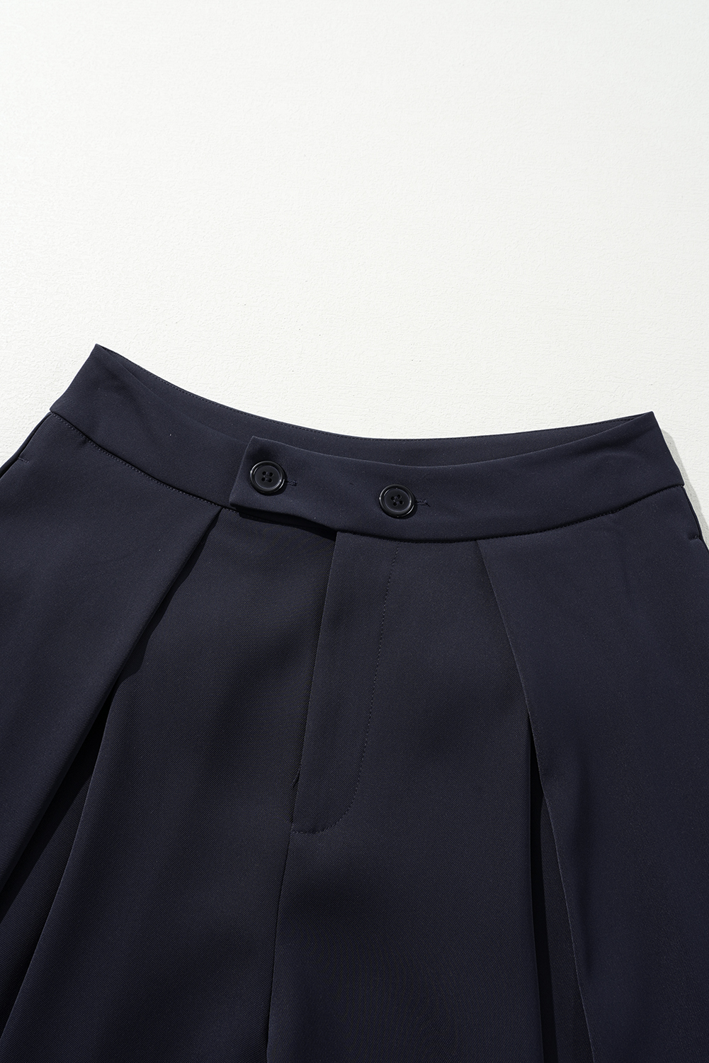 Dirty blue Dual Buttoned High Waist Pleated Wide Leg Pants - loveforevers