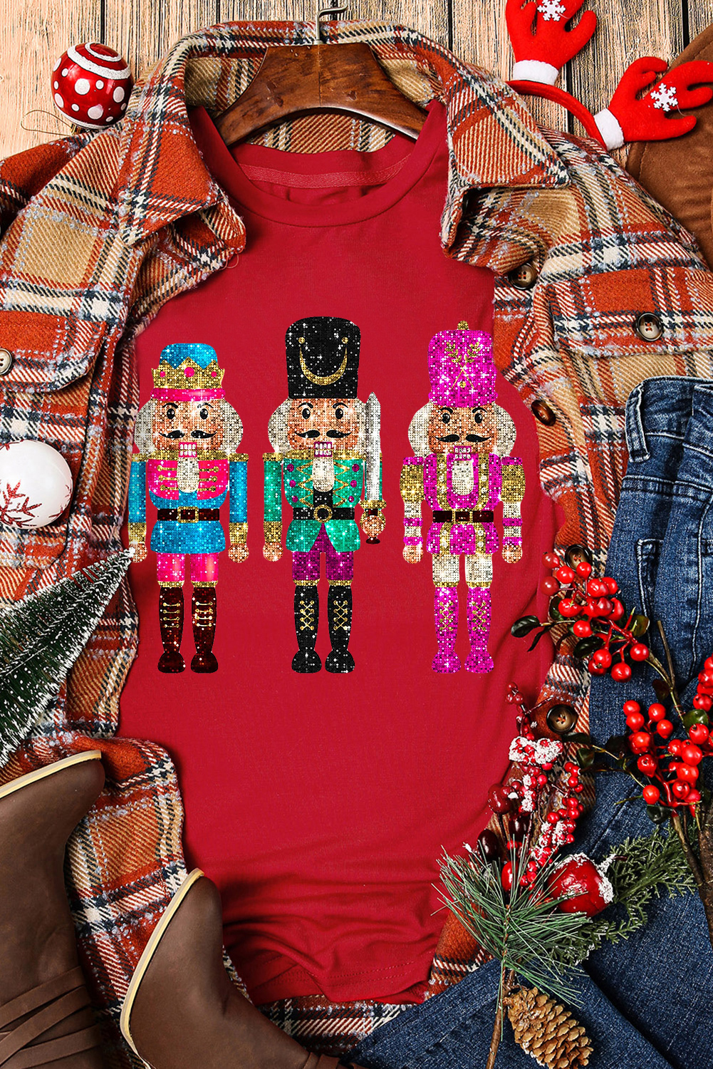 Red Nutcracker Printed Crewneck T Shirt - loveforevers