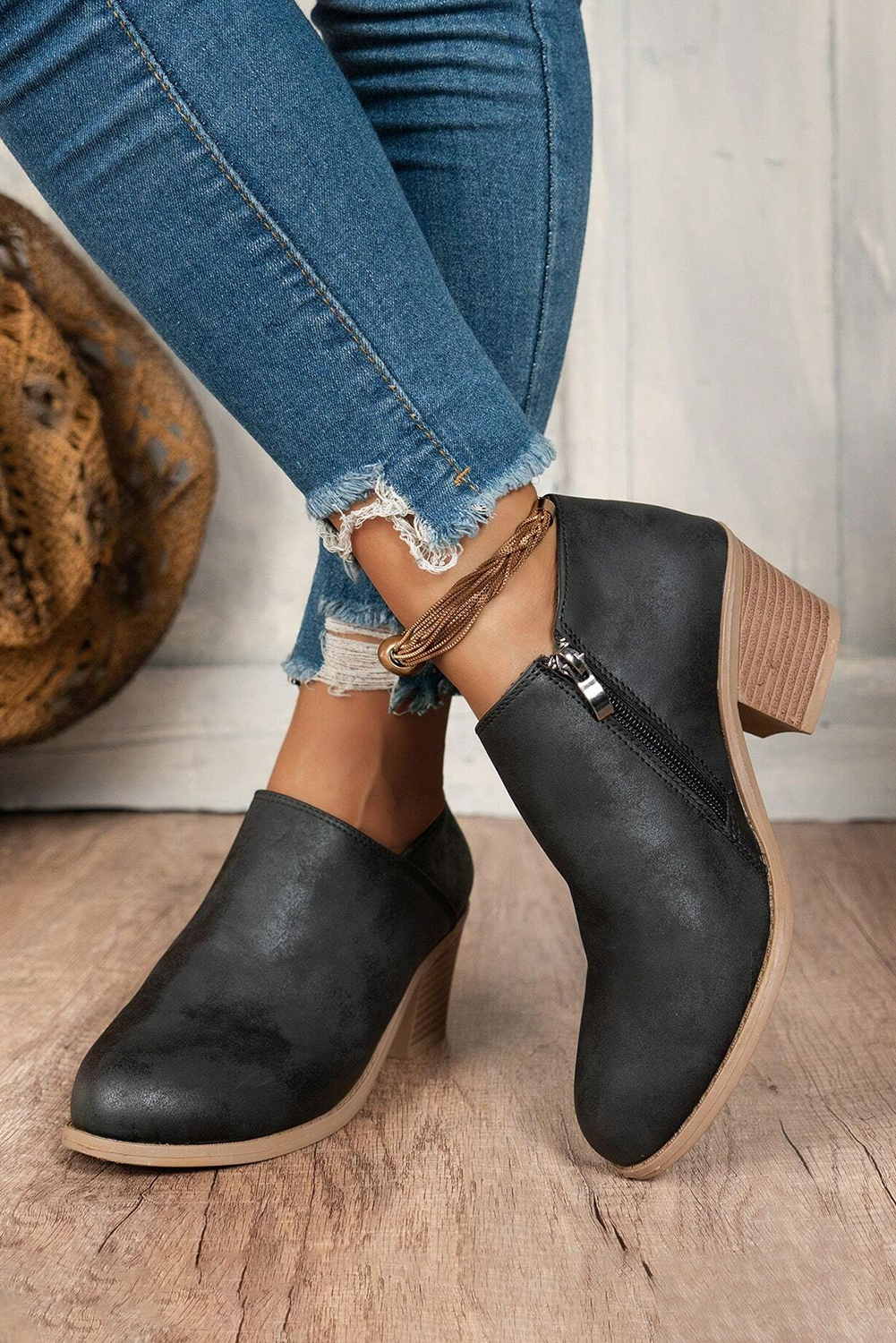 Philippine Gray Tulip Opening Suede Ankle Boots - loveforevers